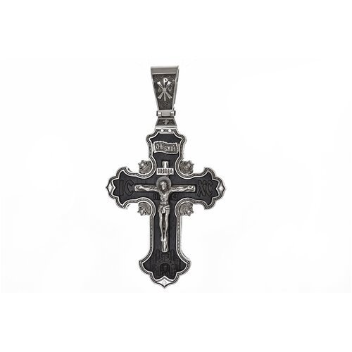 Серебряный мужской крест Марго-Jewelry серебро 925 пробы на основе драгоценного дерева Эбен.