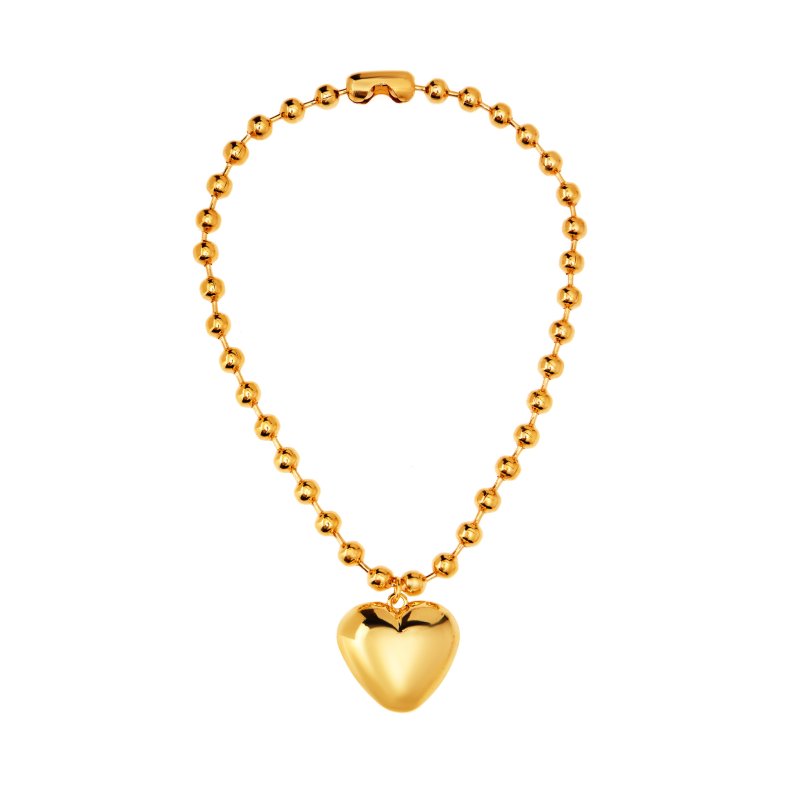 FREE FORM Колье Big Heart Necklace With Beads - Gold