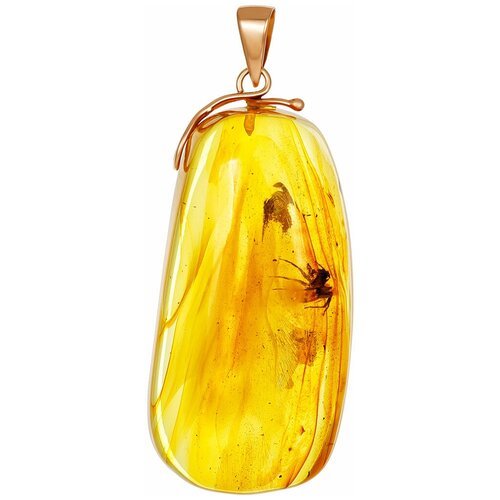 Amberholl Маленькая золотая подвеска из янтаря с включением паука «Клио»