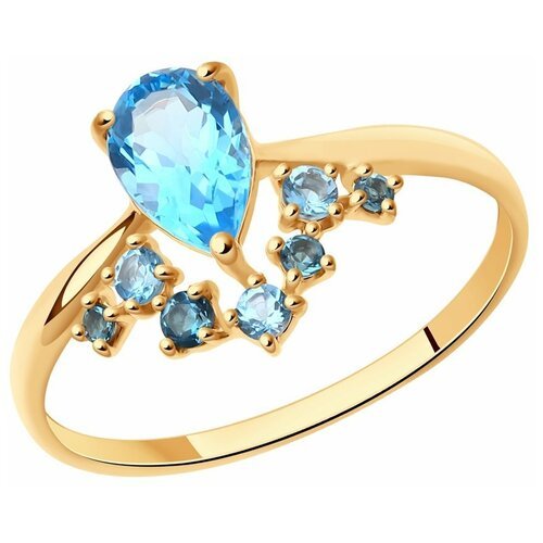 Кольцо SOKOLOV из золота с голубыми и синими топазами 715005, размер 16