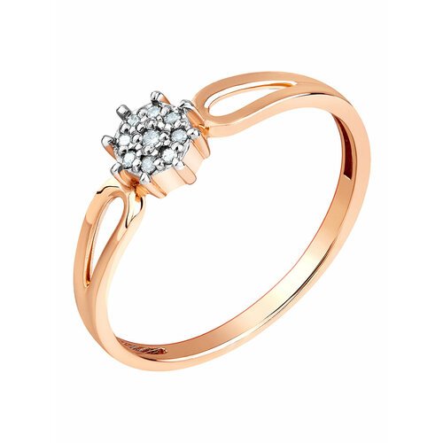 Кольцо помолвочное У Вас помолвка 120-1-537 красное золото, 585 проба, бриллиант, размер 17, золотой