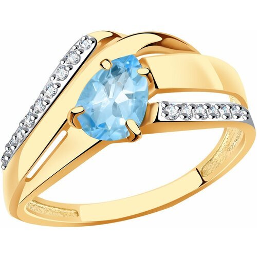 Кольцо Diamant online, золото, 585 проба, топаз, фианит, размер 20