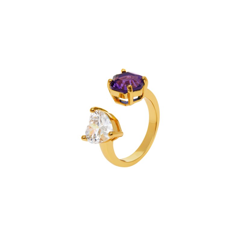 VIVA LA VIKA Кольцо Double Love Ring – Clear Violet