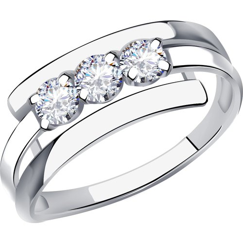 Кольцо Diamant online, белое золото, 585 проба, кристаллы Swarovski, размер 19