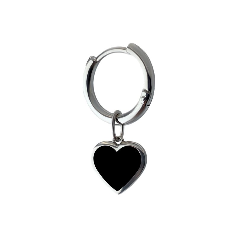 MOONSWOON Моносерьга Silver Black Heart Earring