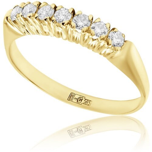 Кольцо помолвочное 1RBC желтое золото, 585 проба, бриллиант, размер 17.25