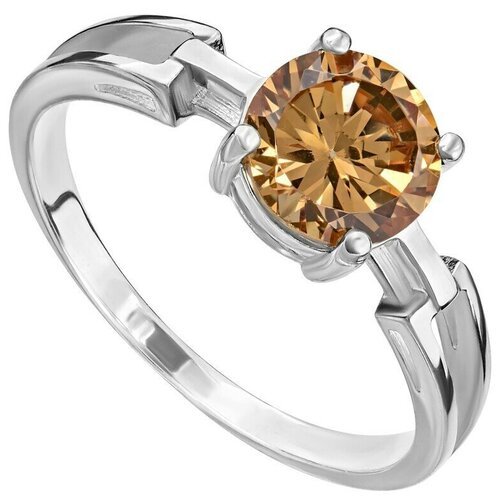 Серебряное кольцо с персиковым камнем (нанокристалл) - коллекция Классик / Без Покрытия (размер 22,5)