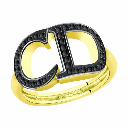 Кольцо Diamant online, желтое золото, 585 проба, фианит, размер 17.5