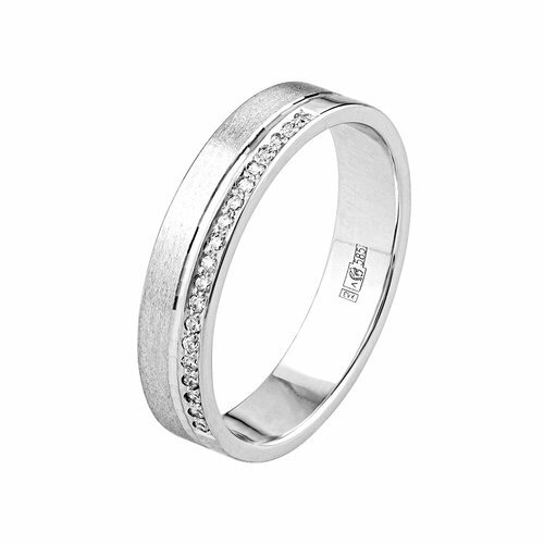 Кольцо обручальное Diamant online, белое золото, 585 проба, фианит, размер 15.5, бесцветный