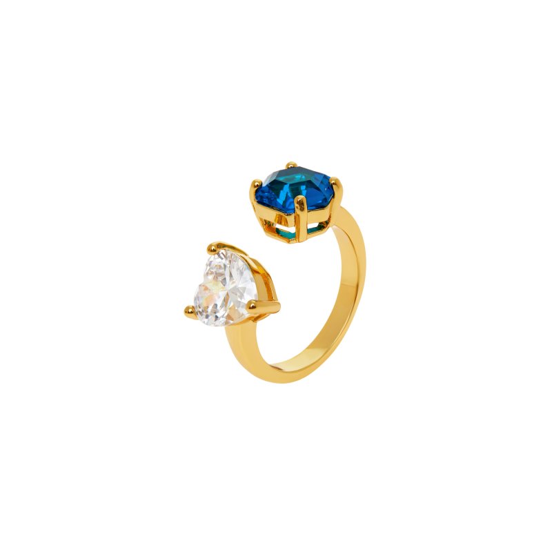 VIVA LA VIKA Кольцо Double Love Ring – Clear Blue