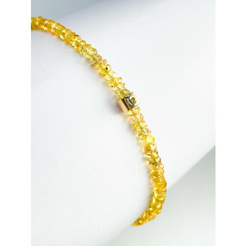 Браслет из природных жёлтых сапфиров и бриллиантом, Кристалл Мечты, размер 17,5