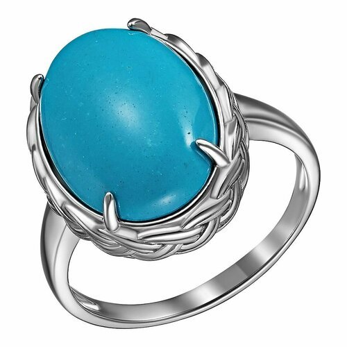 Перстень 1066210_19 серебро, 925 проба, родирование, размер 19, серебряный, голубой