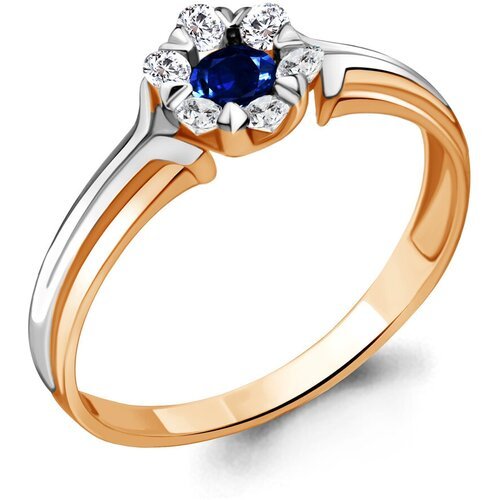 Кольцо Diamant online, золото, 585 проба, бриллиант, сапфир, размер 18