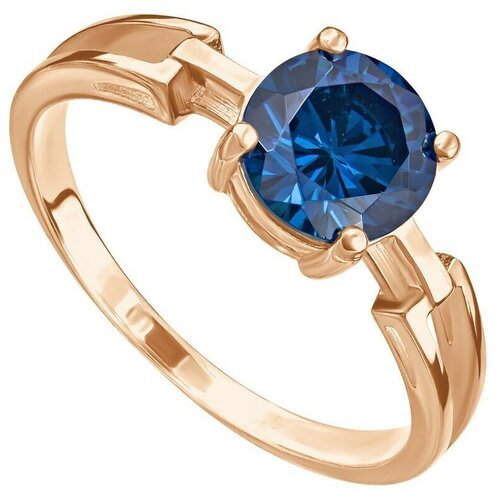 Серебряное кольцо с синим камнем (нанокристалл) - коллекция Классик / Красное Золото (размер 20,5)
