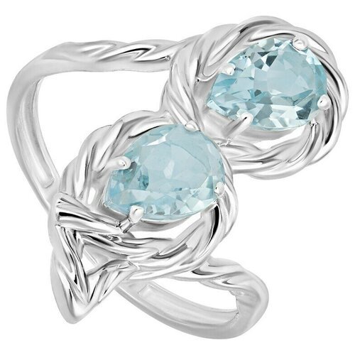 Кольцо Lazurit Online, серебро, 925 проба, серебрение, топаз, размер 17.5, голубой