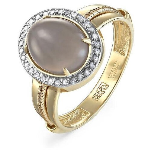 Кольцо из золота с лунным камнем и бриллиантом