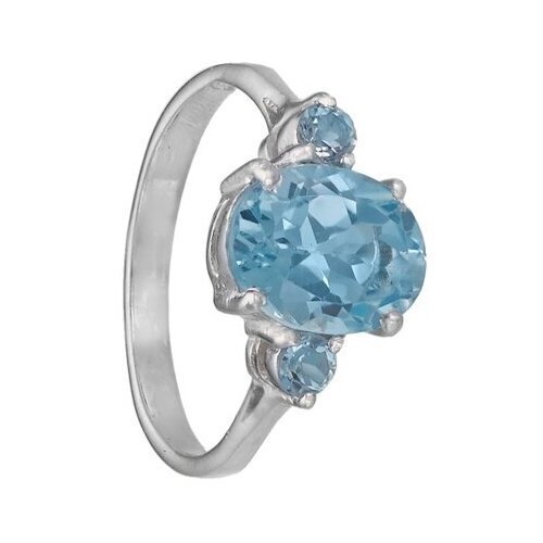 Серебряное кольцо 'Сонет' с голубыми топазами