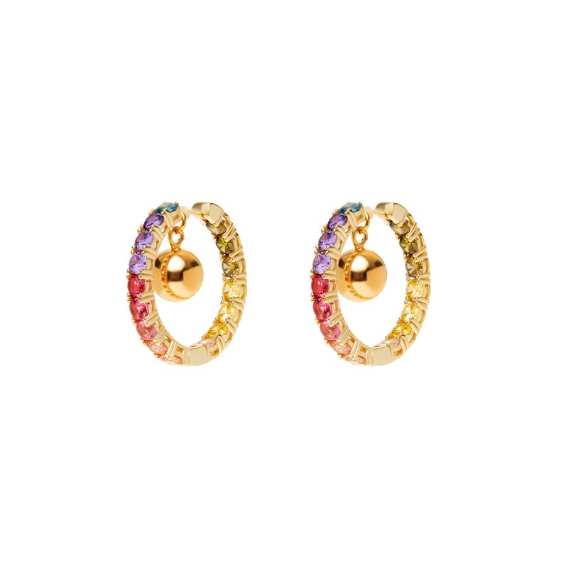 MOUNSER Серьги Gold Ball Rainbow Hoop Earrings