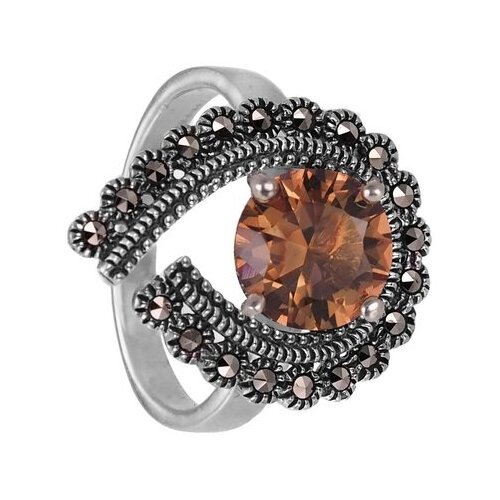 Серебряное кольцо 'Капель' с султанитом и марказитами
