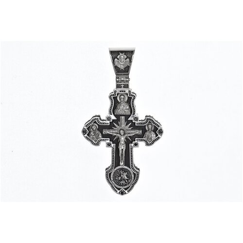 Серебряный мужской крест 'Марго-Jewelry' лик 'Князь Александр Невский 'из серебра 925 пробы, основа дерево Эбен.