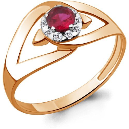 Кольцо Diamant online, золото, 585 проба, рубин, бриллиант, размер 18