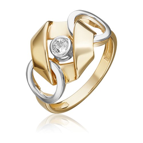 Кольцо PLATINA комбинированное золото, 585 проба, родирование, топаз, размер 16, золотой, серебряный