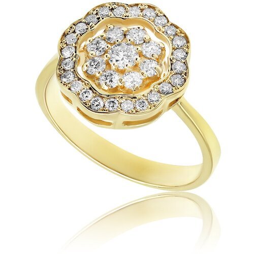 Кольцо помолвочное 1RBC, желтое золото, 585 проба, бриллиант