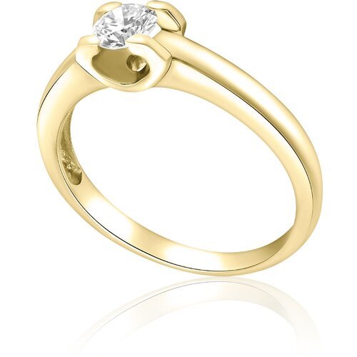 Кольцо помолвочное 1RBC желтое золото, 585 проба, бриллиант, размер 15.75