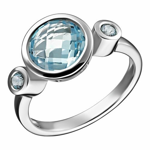 Перстень 1064813_19,5 серебро, 925 проба, золочение, голубой, серебряный