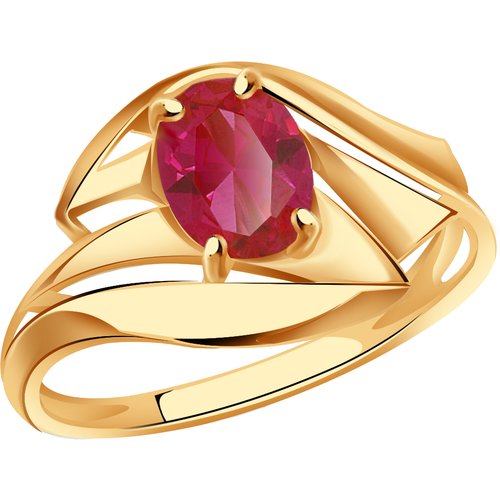 Кольцо Diamant online, золото, 585 проба, корунд, размер 17, красный