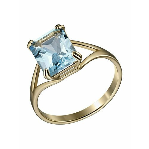 Кольцо помолвочное 1057207_19,5 серебро, 925 проба, размер 19.5, золотой, голубой