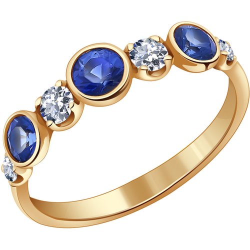 Кольцо Diamant online, золото, 585 проба, бриллиант, сапфир, размер 15