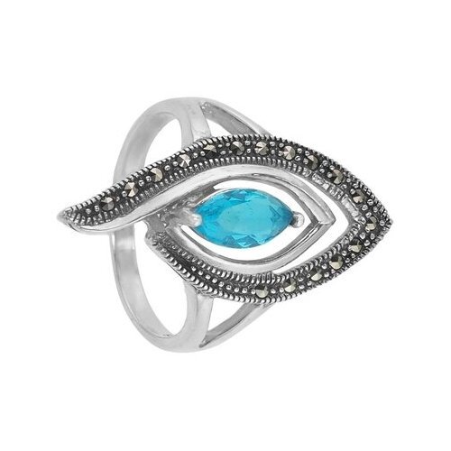 Серебряное кольцо 'Лиора' с фианитом и марказитами