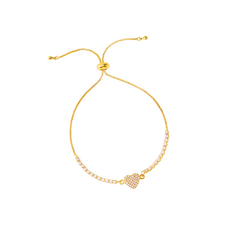 DÉJÀ VU Браслет Crystal Heart Bracelet - Gold