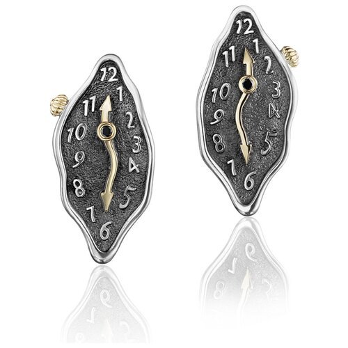 Серьги дизайнерские серебряные с бриллиантом дали CONSTANCY OF TIME ЕR THING JEWELRY