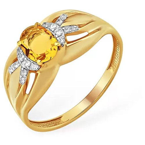 Кольцо АЙМИЛА красное золото, 585 проба, цитрин, размер 17.5, золотой, желтый