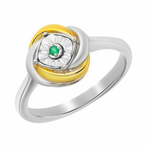 Перстень UVI Ювелирочка, серебро, 925 проба, изумруд, размер 19, серебряный, зеленый
