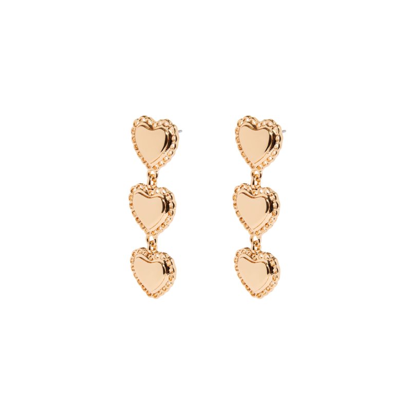 PETIT MOMENTS Серьги Trio Heart Drop Earrings - Gold