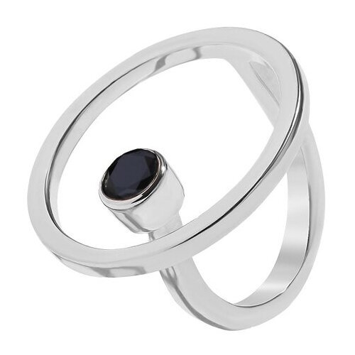 Кольцо из серебра Сфера с чёрным цирконом, размер 18,5