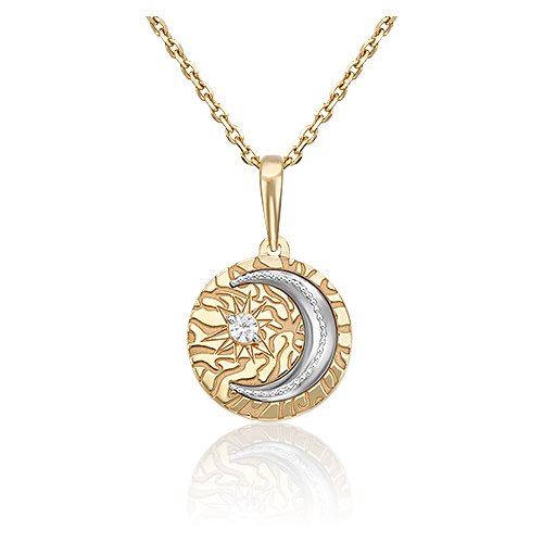 PLATINA Подвеска «Солнце и луна» из комбинированного золота с фианитом