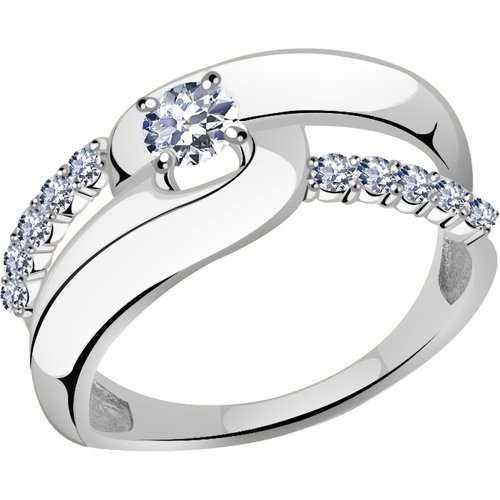 Кольцо Diamant online, белое золото, 585 проба, кристаллы Swarovski, размер 17