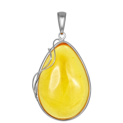 Amberholl Подвеска-капля из янтаря с красивой полупрозрачной текстурой лимонного цвета