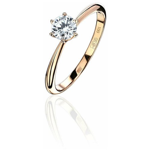 Золотое кольцо с фианитом 01К1113936, размер 15.5