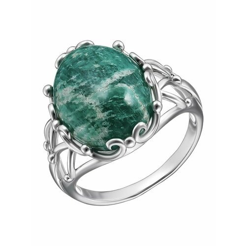 Перстень 1058620_17,5 серебро, 925 проба, золочение, размер 17.5, зеленый, серебряный