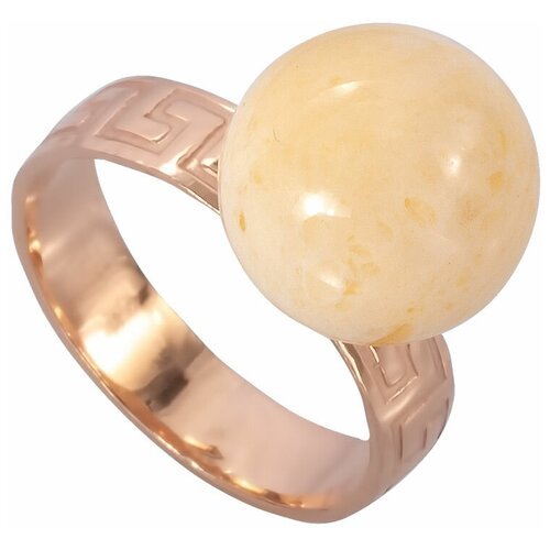 Роскошное кольцо с молочным янтарем в позолоченном серебре 'Македония'