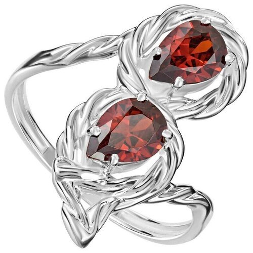 Серебряное кольцо с красным камнем (нанокристалл) - коллекция Ривьера / Без Покрытия (размер 22)
