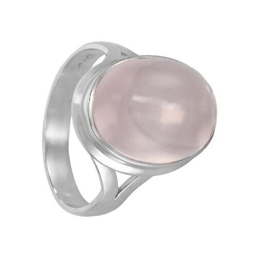 Серебряное кольцо 'Офелия' с розовым кварцем, родий