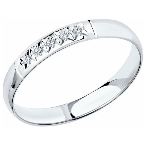 Кольцо обручальное Diamant online белое золото, 585 проба, бриллиант, размер 19.5