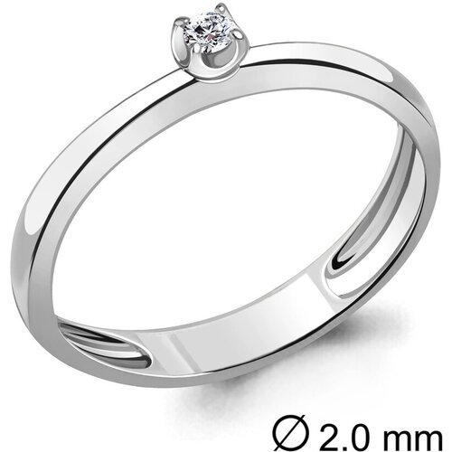 Кольцо помолвочное Diamant online, белое золото, 585 проба, бриллиант, размер 16, бесцветный